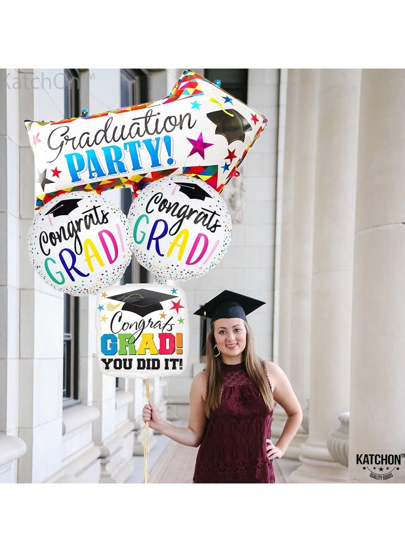 KatchOn, Kindergarten Graduation Balloons - 20 Inch, Pack of 4 | Congrats Grad Balloon, Kindergarten Graduation Decorations Class of 2025 | Graduation Foil Balloons, Graduation Balloons Class of 2025