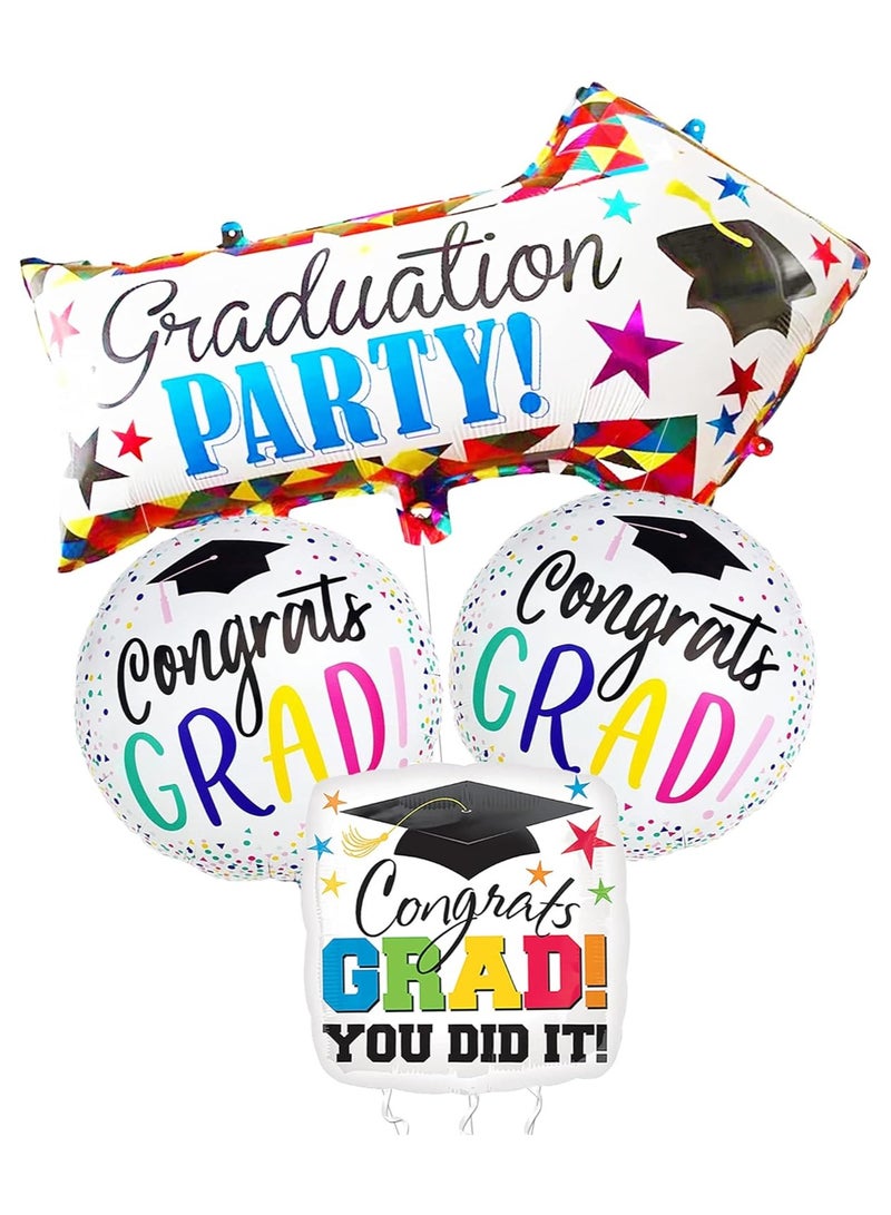 KatchOn, Kindergarten Graduation Balloons - 20 Inch, Pack of 4 | Congrats Grad Balloon, Kindergarten Graduation Decorations Class of 2025 | Graduation Foil Balloons, Graduation Balloons Class of 2025