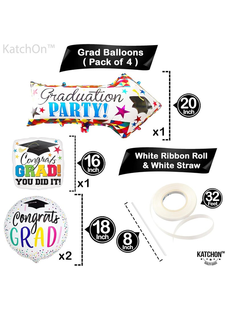 KatchOn, Kindergarten Graduation Balloons - 20 Inch, Pack of 4 | Congrats Grad Balloon, Kindergarten Graduation Decorations Class of 2025 | Graduation Foil Balloons, Graduation Balloons Class of 2025