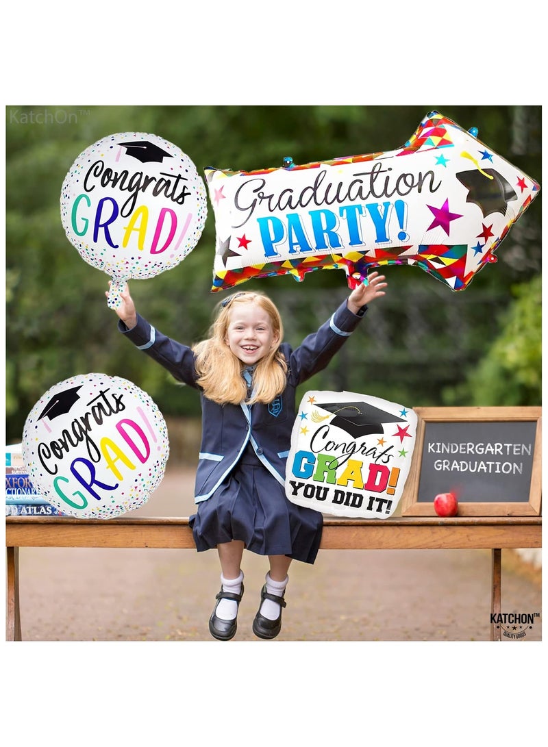 KatchOn, Kindergarten Graduation Balloons - 20 Inch, Pack of 4 | Congrats Grad Balloon, Kindergarten Graduation Decorations Class of 2025 | Graduation Foil Balloons, Graduation Balloons Class of 2025