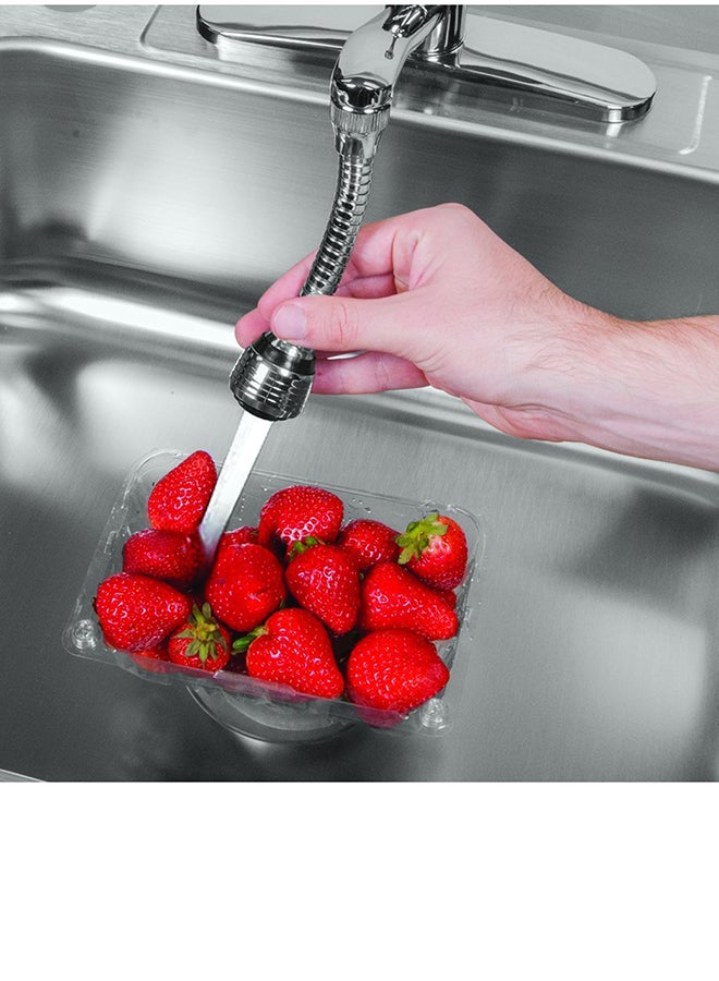 Turbo Flex 360 Instant Hands Free Faucet Swivel Spray Sink Hose Silver 6inch - Image 4