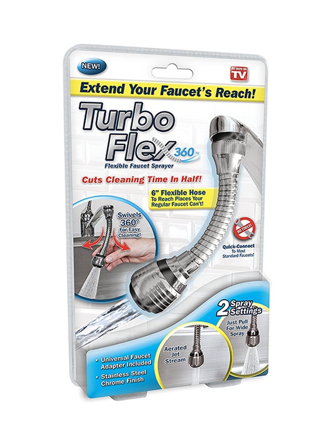 Turbo Flex 360 Instant Hands Free Faucet Swivel Spray Sink Hose Silver 6inch - Image 2