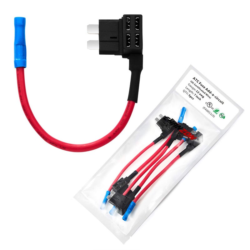 Chanzon 5pcs 12AWG Add-a-Circuit Fuse Tap Adapter - Image 1