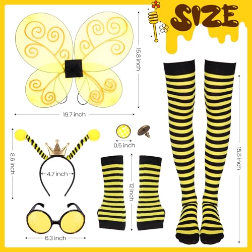 Toulite Bee Costume Set for Women Bee Costume Accessories Hairbands Wins for Birthday Themed Halloween Cosplay - Image 2