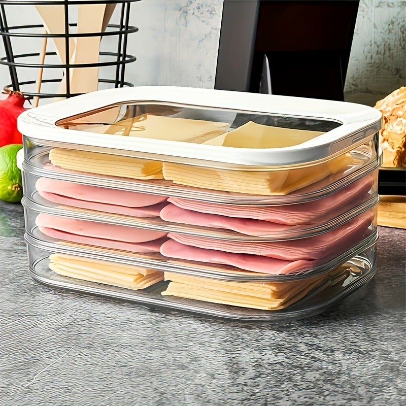 Stackable Food Storage Containers, Refrigerator Storage Boxes, Meat Fresh-Keeping Boxes, Cooked Food Organizers, Stackable Leak-Proof Sealed Design, Reusable for Fridge And Freezer, Suitable for Cheese, Beef Rolls, Shrimp, Etc., Practical - Image 2
