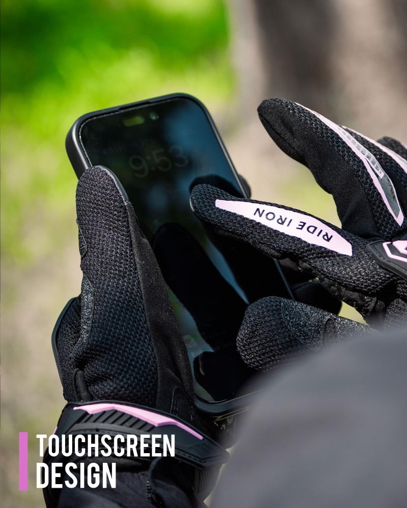 RIDEIRON Motorcycle Gloves for Men & Women, Summer Touchscreen Riding Gloves with Palm Sliders, Protective Gear for Road Racing, Dirt Bike, BMX, ATV Pink-L - Image 5