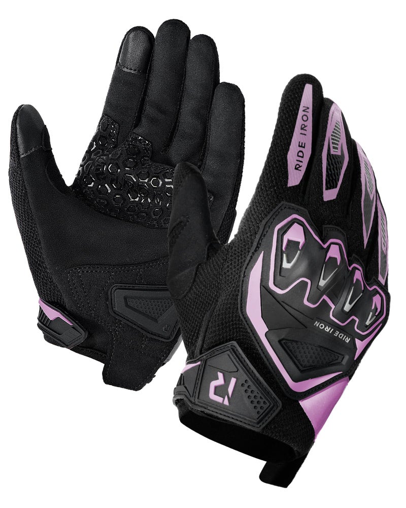 RIDEIRON Motorcycle Gloves for Men & Women, Summer Touchscreen Riding Gloves with Palm Sliders, Protective Gear for Road Racing, Dirt Bike, BMX, ATV Pink-L - Image 1
