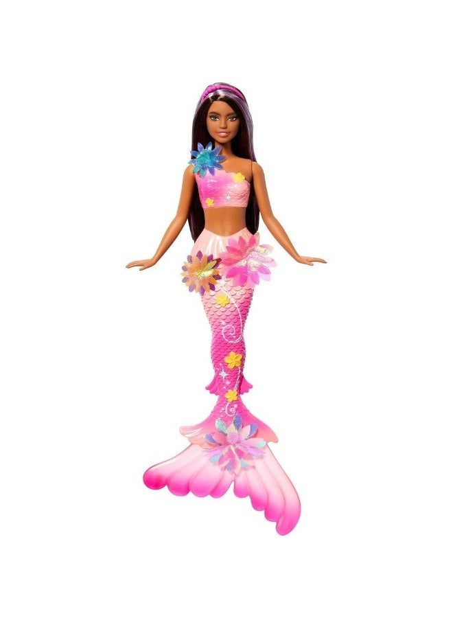 Barbie Flower Magic Mermaid Brunette Doll (37 cm, Pink) - Image 2