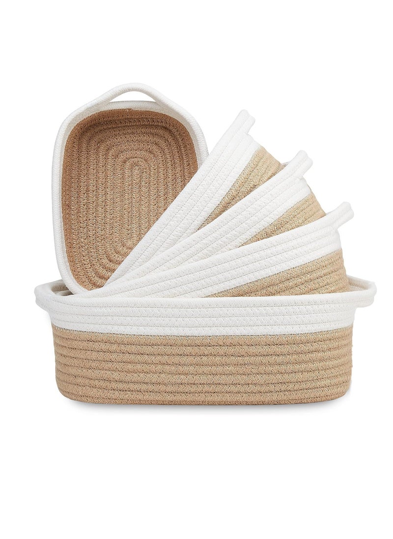 TRASSLE Storage Basket Set,5 Pack Woven Baskets for Organizing,Small Basket for Montessori, Baby Nursery, Dog Toy Baskets,Bathroom Organization Bin (Beige)  - Image 1