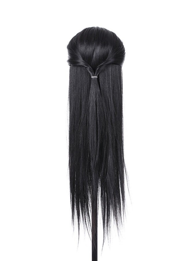 رأس العارضة ألياف اصطناعية تصفيف الشعر الطويل رأس التدريب دمية جمال رأس التدريب مع حامل مشبك - Image 4