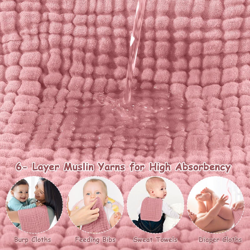 Looxii Muslin Burp Cloths 100% Cotton Muslin Cloths Large 20''x10'' Extra Soft and Absorbent 6 Pack Baby Burping Cloth (Bean Paste) - Image 4