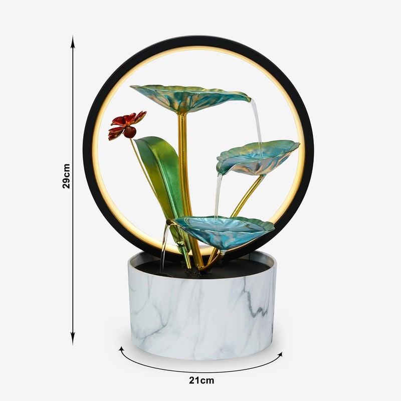 Home Elements HOME ELEMENTS metal Water Fountains with Ring Light for HOME Decor Tabletop Indoor Desktop Showpiece Fountain for Living Room Bedroom Office Housewarming Gift Meditation Zen Water Fountain FT_015  - Image 5