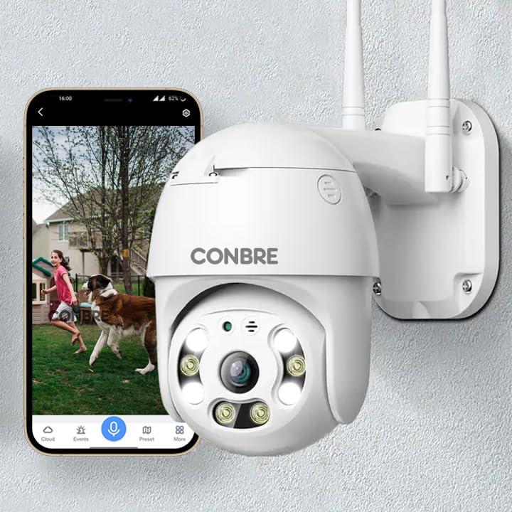 Conbre UltraXR 2MP Outdoor Smart WiFi Wireless IP CCTV Security Camera | Colored Night Vision | 2-Way Audio | Motion Track | Cruise Mode | Support 128 GB Micro SD Card Slot - Image 1
