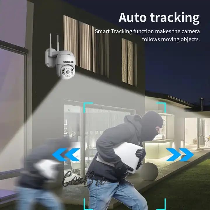 Conbre UltraXR 2MP Outdoor Smart WiFi Wireless IP CCTV Security Camera | Colored Night Vision | 2-Way Audio | Motion Track | Cruise Mode | Support 128 GB Micro SD Card Slot - Image 3