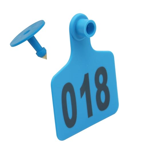 Abustle pig Cattle Ear Tags, Large Plastic Livestock Ear Tags for Sheep Cattle Calf Hog with Number 001-100/101-200/201-300, Animal Identification Ear Tag (Blue, 001-100) - Image 2