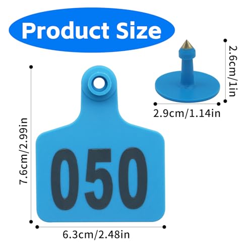 Abustle pig Cattle Ear Tags, Large Plastic Livestock Ear Tags for Sheep Cattle Calf Hog with Number 001-100/101-200/201-300, Animal Identification Ear Tag (Blue, 001-100) - Image 4