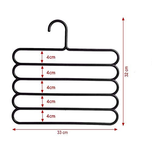 Primelife Plastic 5 Layer Pants Clothes Hanger Wardrobe Storage Organizer Rack (Set of 2), 33L X 1B X 32H Cm (Assorted Colour) - Image 2