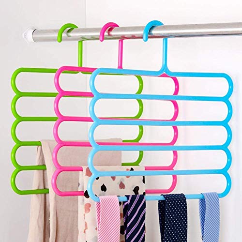 Primelife Plastic 5 Layer Pants Clothes Hanger Wardrobe Storage Organizer Rack (Set of 2), 33L X 1B X 32H Cm (Assorted Colour) - Image 3