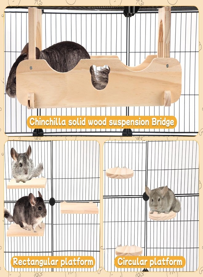 BWOGUE Chinchilla Suspension Bridge, Hanging Large Small Animal Wooden Bridge and Platform, Chinchilla Ledges and Platforms Set for Sugar Gliders, Squirrels, Chinchillas Habitat Toy - Image 4