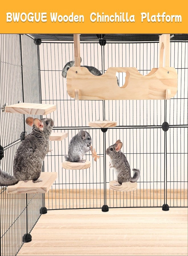 BWOGUE Chinchilla Suspension Bridge, Hanging Large Small Animal Wooden Bridge and Platform, Chinchilla Ledges and Platforms Set for Sugar Gliders, Squirrels, Chinchillas Habitat Toy - Image 2
