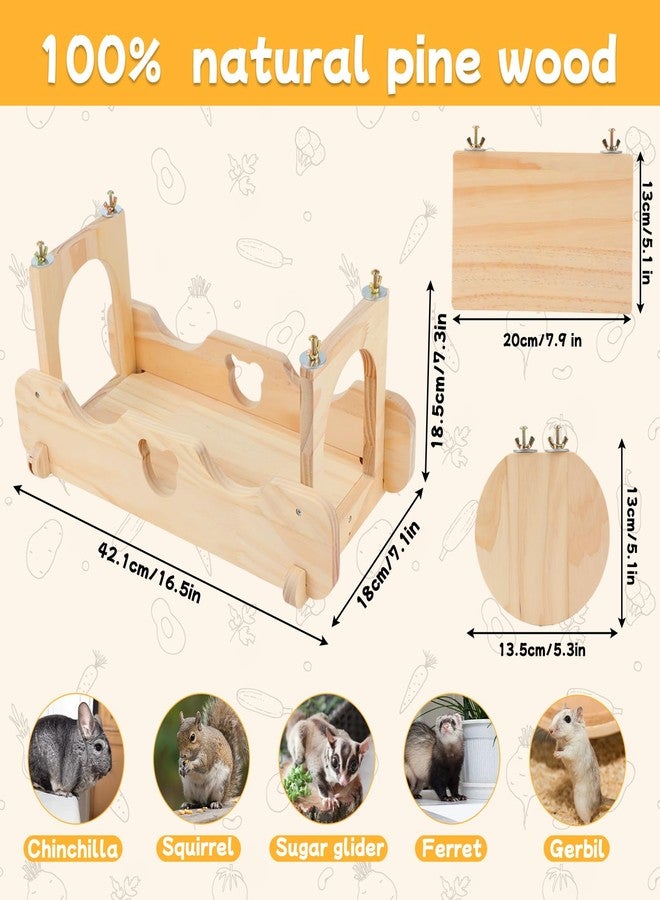 BWOGUE Chinchilla Suspension Bridge, Hanging Large Small Animal Wooden Bridge and Platform, Chinchilla Ledges and Platforms Set for Sugar Gliders, Squirrels, Chinchillas Habitat Toy - Image 5
