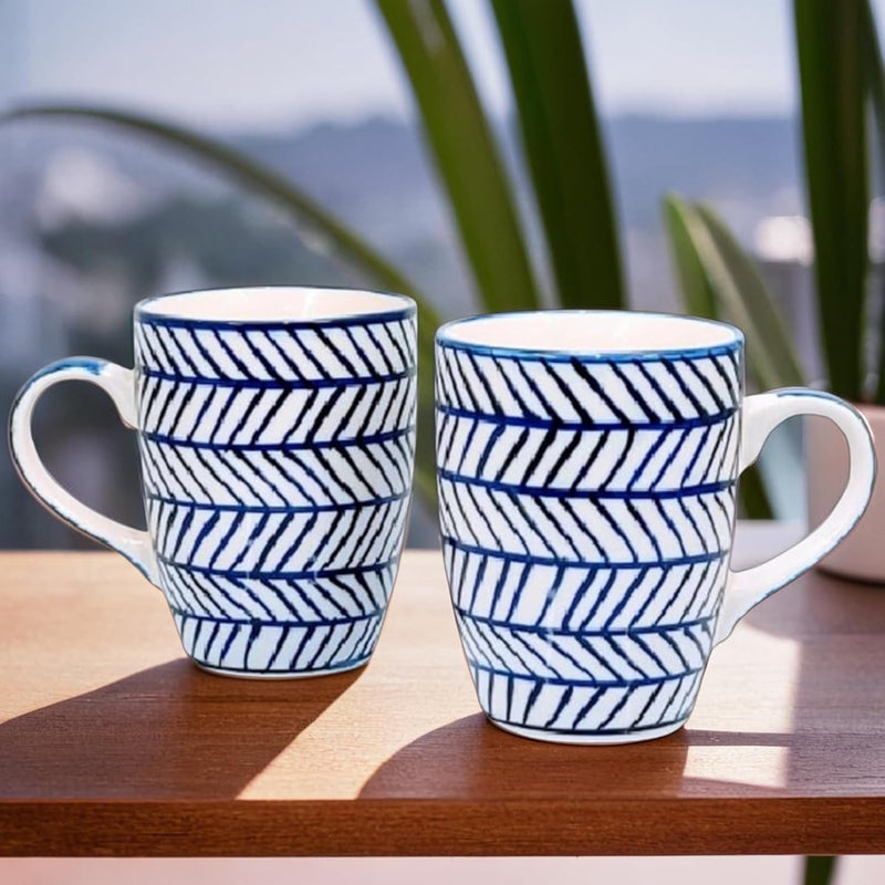 KITTENS Blue Arrow Coffee Mug 275ml Tea and Coffee Mugs Set of 4 Microwave Dishwasher Safe Hand Painted Aesthetic Tea Cup Ideal for Home Office - Image 5