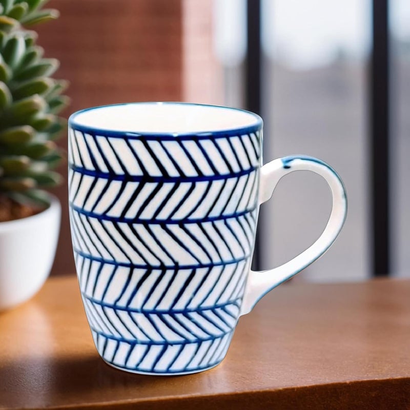 KITTENS Blue Arrow Coffee Mug 275ml Tea and Coffee Mugs Set of 4 Microwave Dishwasher Safe Hand Painted Aesthetic Tea Cup Ideal for Home Office - Image 2