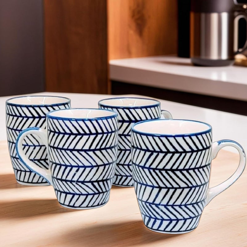 KITTENS Blue Arrow Coffee Mug 275ml Tea and Coffee Mugs Set of 4 Microwave Dishwasher Safe Hand Painted Aesthetic Tea Cup Ideal for Home Office - Image 4