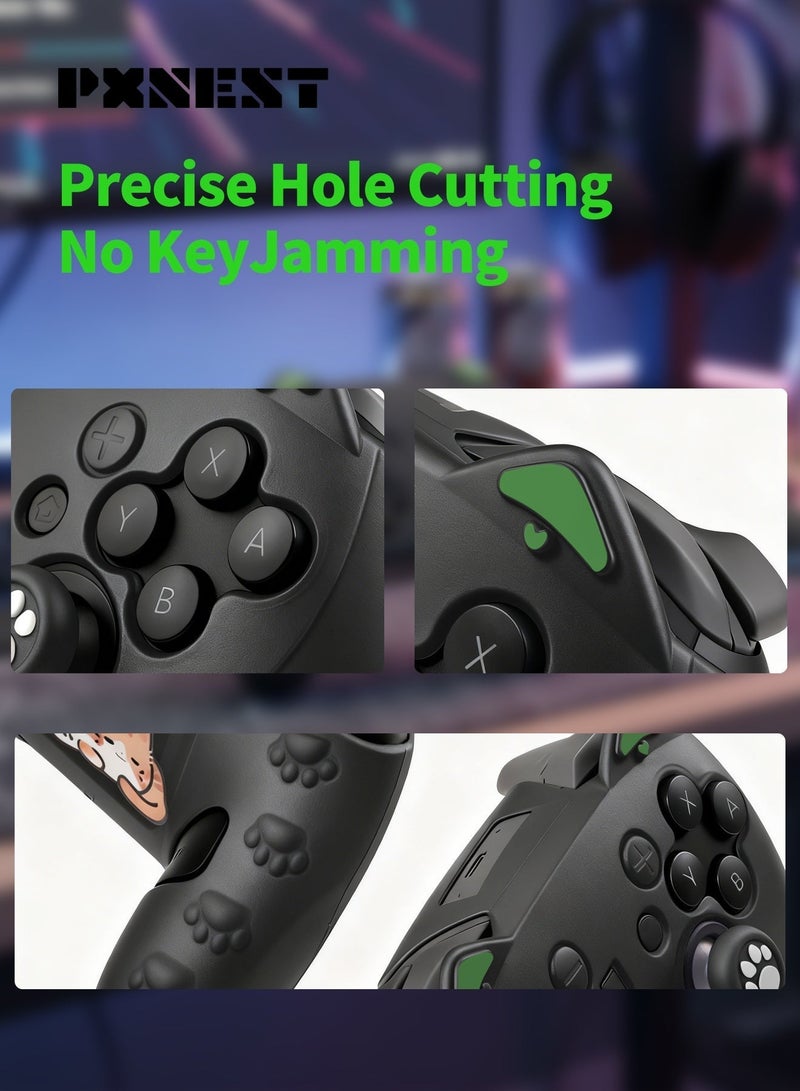 بيكسنست غطاء سيليكون لجهاز تحكم الألعاب Switch PRO من الجيل الثاني (أسود (آذان خضراء)) - Image 4