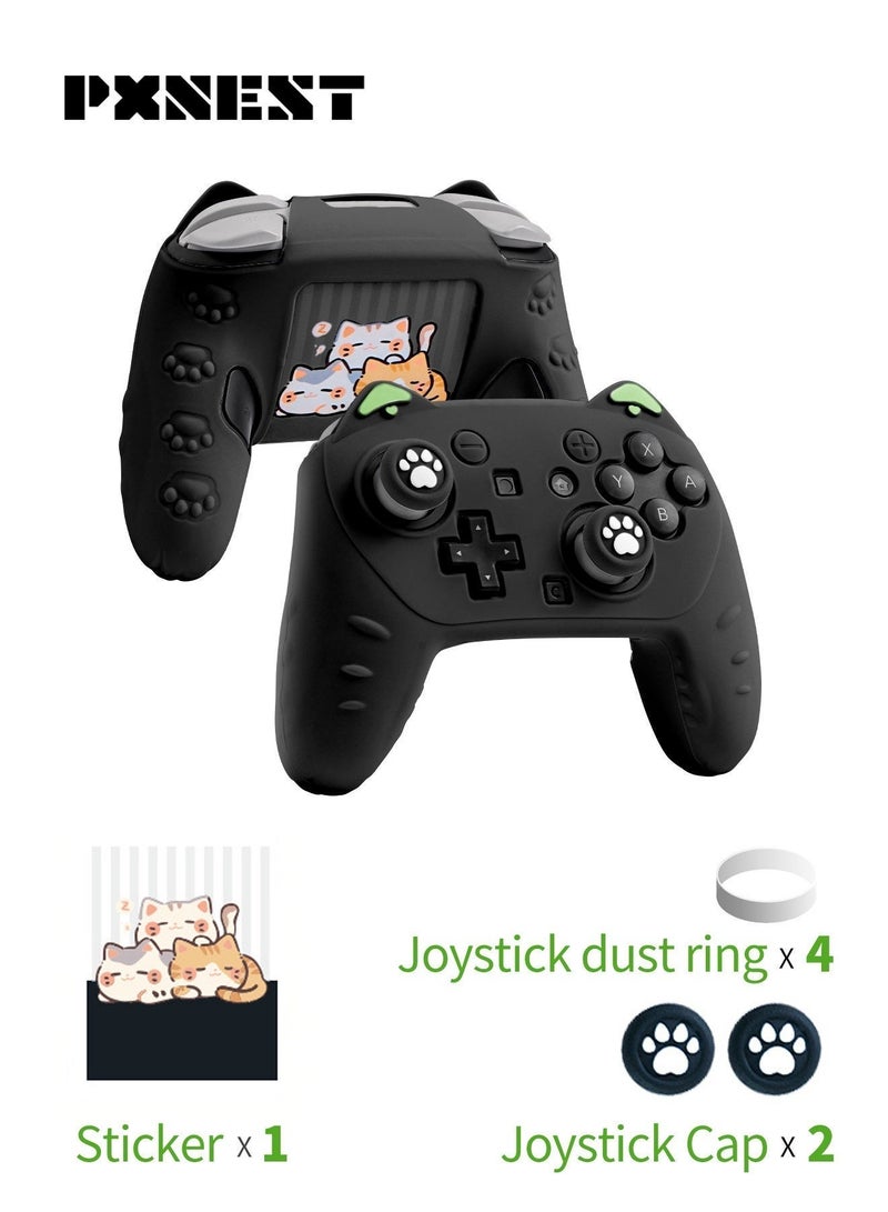 بيكسنست غطاء سيليكون لجهاز تحكم الألعاب Switch PRO من الجيل الثاني (أسود (آذان خضراء)) - Image 2