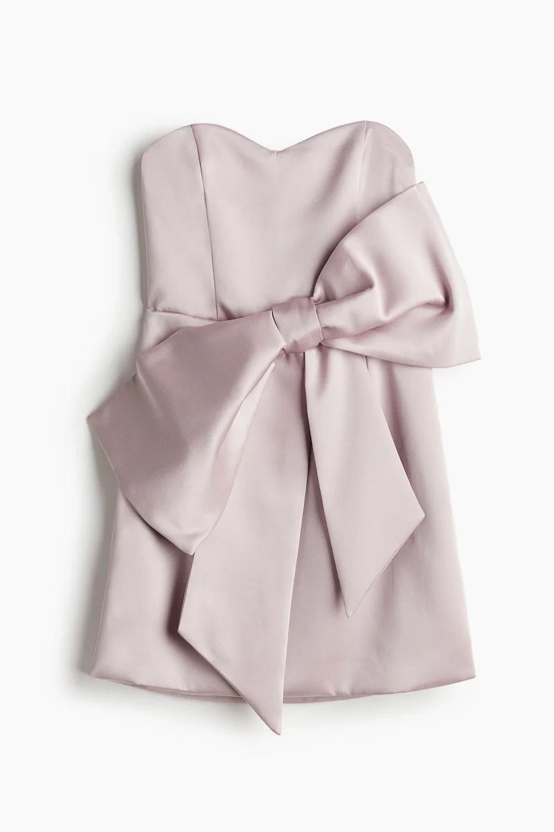 H&M Bow-front satin bandeau dress