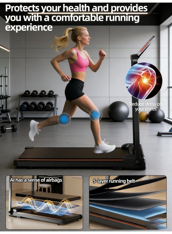 سانتين رايلي جهاز مشي مع وسادة مشي مائلة مع 9% انحدار محمول تحت المكتب، جهاز مشي قابل للطي للمنزل والمكتب، جهاز مشي هادئ بقوة 2.5 حصان مع سعة 300 رطل، حامل iPad 1-12 كم/ساعة - Image 3