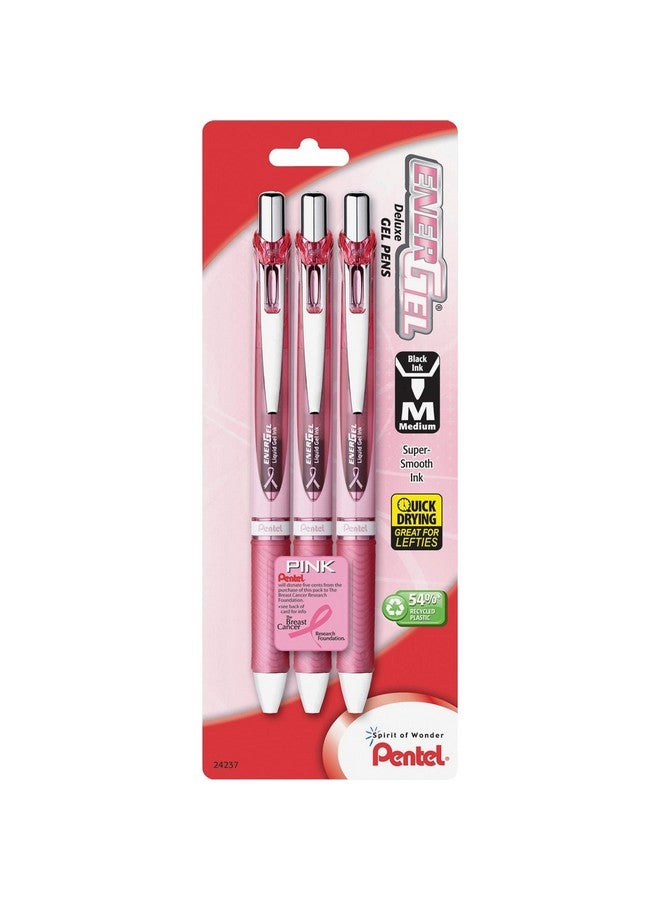 Pentel® EnerGel® RTX Retractable Liquid Gel Pens, Medium Point, 0.7 mm, 54% Recycled, Assorted Barrel Colors, Black Ink, Pack Of 3 Pens - Image 4