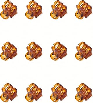 12pcs Mini Hair Claw Clips Clamps Small Plastic Hair Clips Pins Grips Womens Girls Hair Accessories Size 1CM Brown - Image 1