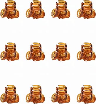 12pcs Mini Hair Claw Clips Clamps Small Plastic Hair Clips Pins Grips Womens Girls Hair Accessories Size 1CM Brown - Image 2