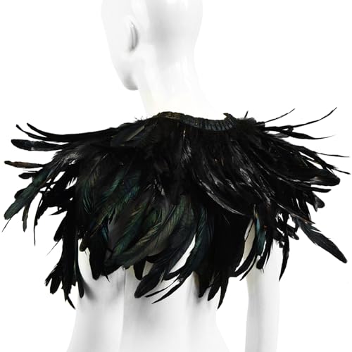 HOMELEX Black Witch Feather Collar Crow Shawl Costume Halloween Swan Wings Accessories Cape for Women - Image 5