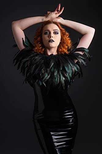HOMELEX Black Witch Feather Collar Crow Shawl Costume Halloween Swan Wings Accessories Cape for Women - Image 2
