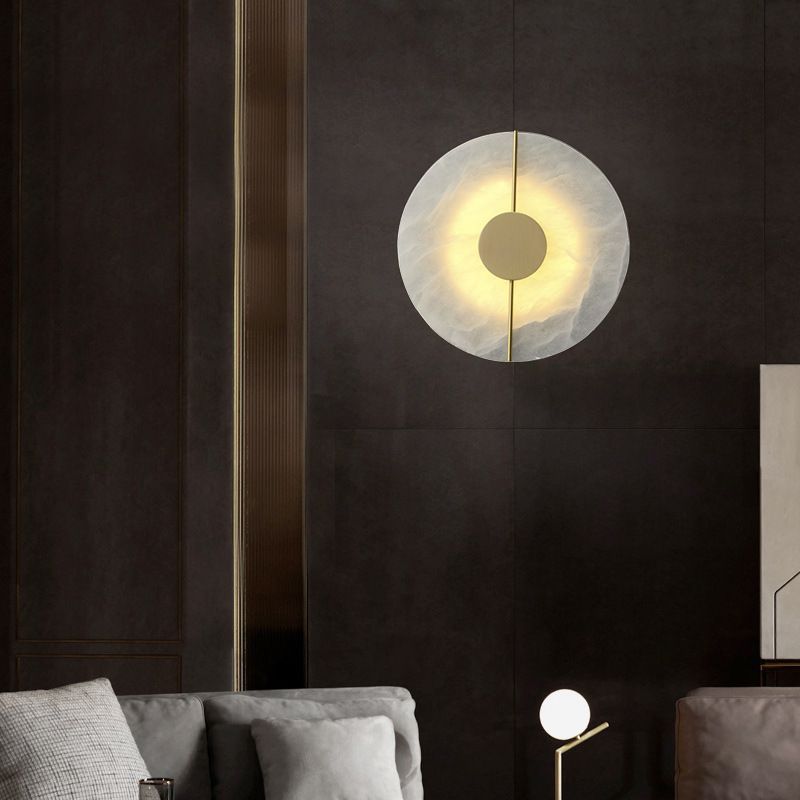 Art Deco LED Wall Light with Marble and Copper - Image 1
