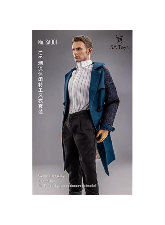 1/6 Scale Figure Doll Clothes, Trench Coat Suit, Shirt+Trench Coat+Pants+Belt Outfit Costume for 12 inch Male Action Figure Phicen/TBLeague CM207(D)  - Image 2