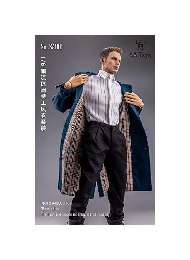 1/6 Scale Figure Doll Clothes, Trench Coat Suit, Shirt+Trench Coat+Pants+Belt Outfit Costume for 12 inch Male Action Figure Phicen/TBLeague CM207(D)  - Image 3