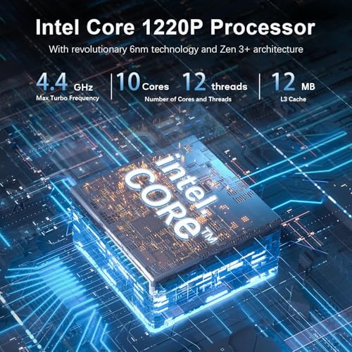Beelink EQI12 Mini PC with Intel 12th Gen Core i3-1220P (10C/12T,up to 4.4 GHz) | 16GB DDR4 500GB SSD Mini Desktop Computer | Dual 4K Display 2*HDMI | 1000M LAN WiFi 6 BT5.4 | Auto Power On - Image 2
