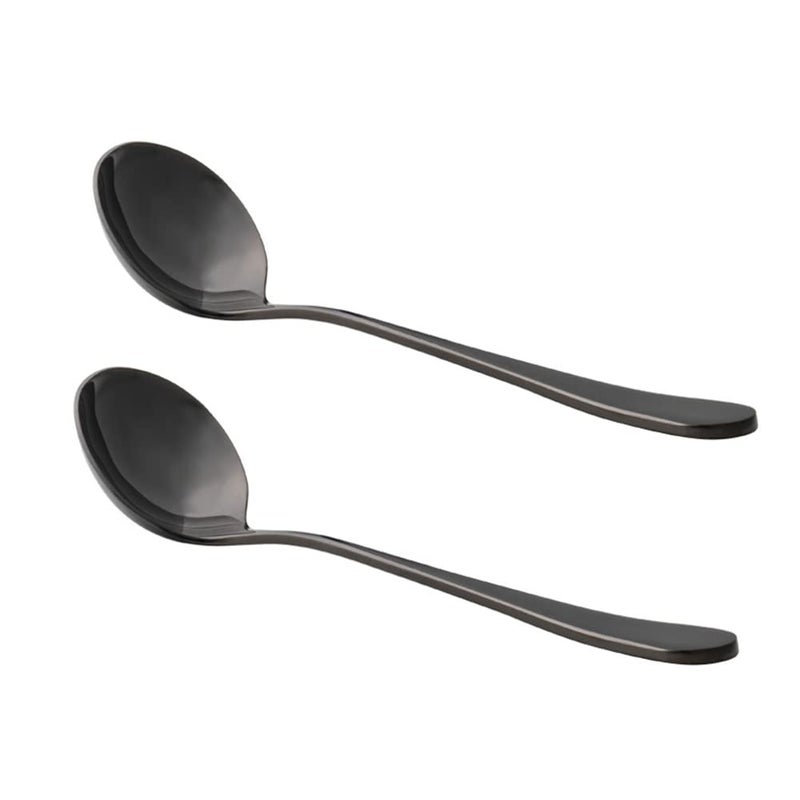 watchget Professional Coffee Cupping Spoon Round Stainless Steel Spoon for Coffee TastingCoffee Scoop for Roasters and Cuppers Black Set of 2 - Image 2