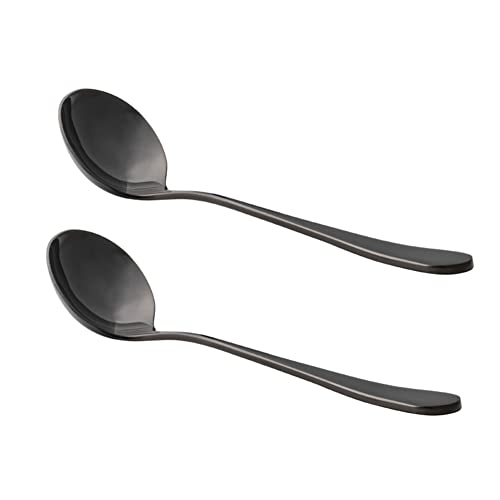 watchget Professional Coffee Cupping Spoon Round Stainless Steel Spoon for Coffee TastingCoffee Scoop for Roasters and Cuppers Black Set of 2 - Image 1