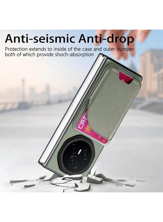 S-TOP Case For Honor Magic V3 Twill Fabric Leather Skin Card Bag Magnetic Back Phone Case - Image 5