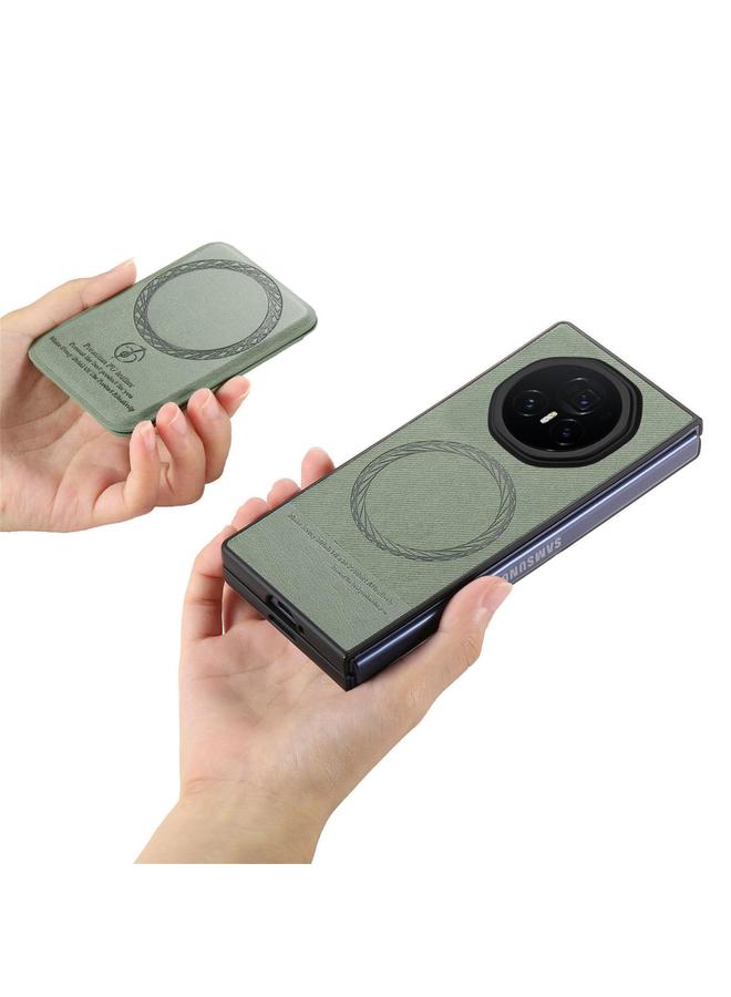 S-TOP Case For Honor Magic V3 Twill Fabric Leather Skin Card Bag Magnetic Back Phone Case - Image 4