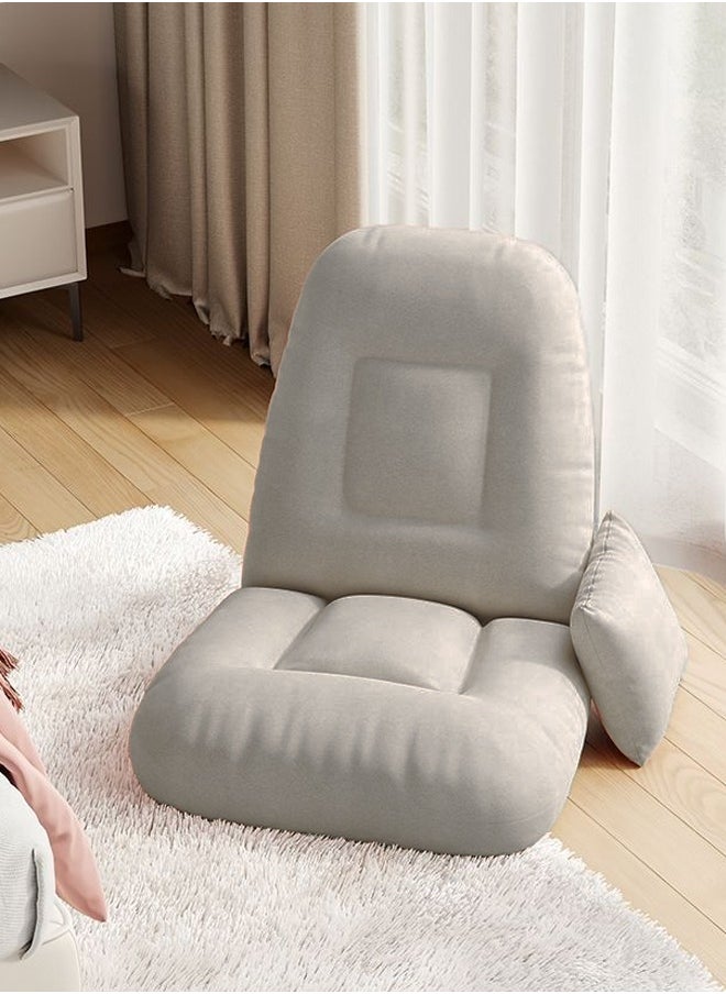 MLADEN - Folding Floor Chair Adjustable Angle Floor Lazy Sofa Couch Lounge Cushion with Pillow Back Support for Living Room Home Office Reading Watching TV Gaming Sleeping(Light Grey) - Image 1
