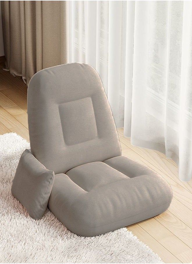 MLADEN - Folding Floor Chair Adjustable Angle Floor Lazy Sofa Couch Lounge Cushion with Pillow Back Support for Living Room Home Office Reading Watching TV Gaming Sleeping(Light Grey) - Image 1