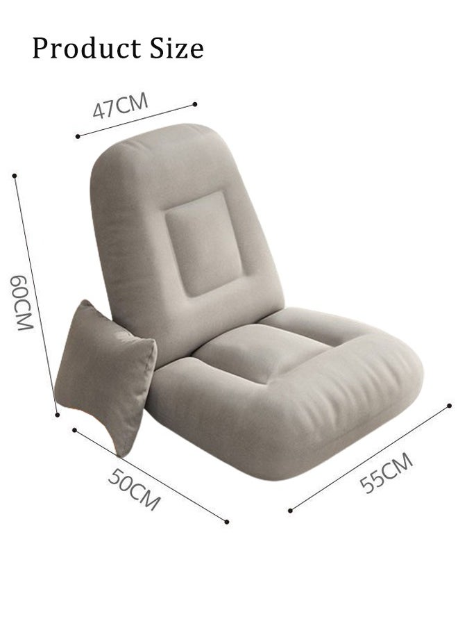 MLADEN - Folding Floor Chair Adjustable Angle Floor Lazy Sofa Couch Lounge Cushion with Pillow Back Support for Living Room Home Office Reading Watching TV Gaming Sleeping(Light Grey) - Image 1