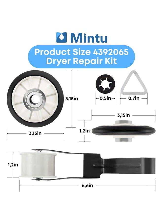 Mintu Dryer Repair Kit Drum Rollers Belt Idler Pulley For Maytag MEDC300BW0 MEDC200XW3 MEDC300XW0 Replacement Amana NGD4655EW2 NED4600YQ1 4GNED4600YQ1 Kenmore 80 NED4655EW1 Kenmore 500 Series 70 Series Etc - Image 2