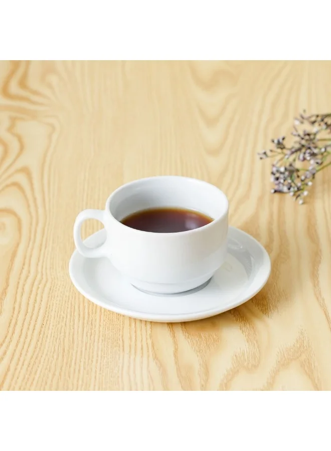 DANUBE HOME Danube Home Horeca Porcelain Cup And Saucer 230Ml Elegant And Durable Ceramic Set Perfect For Coffee Tea Or Hot Beverages Ideal For Home Office Cafes And Restaurants